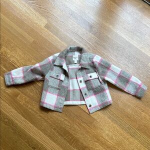 Cat & Jack Plaid Jean Jacket - Gray and Pink